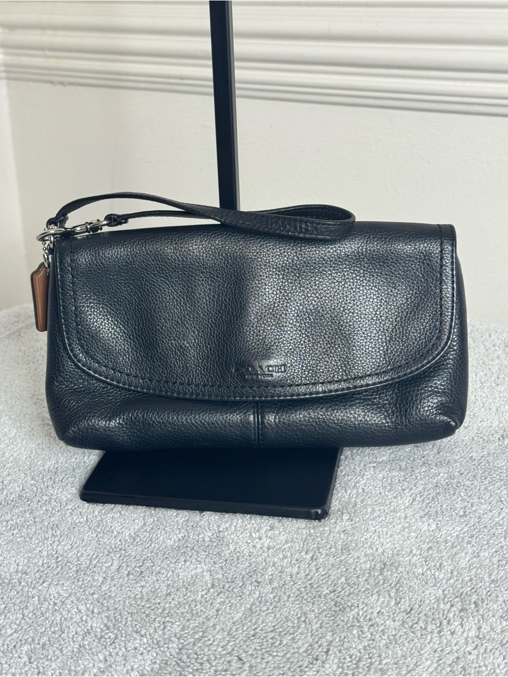 Coach Black Textured Leather Wristlet